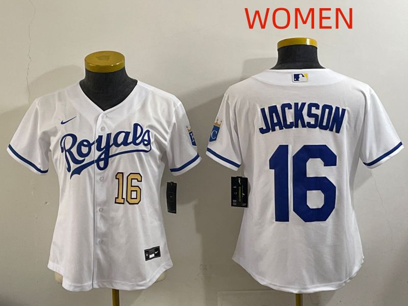 Women Kansas City Royals #16 Jackson White Game Nike MLB Jersey style 003